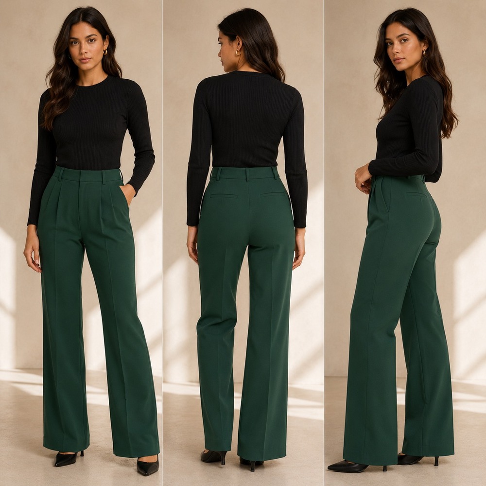 Favorite Daughter Dress Pants Womens 8 Dark Green Pleated Stretch Lined Classic